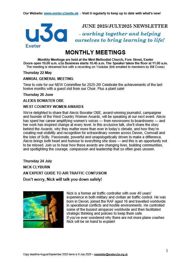 Image of first page of newsletter